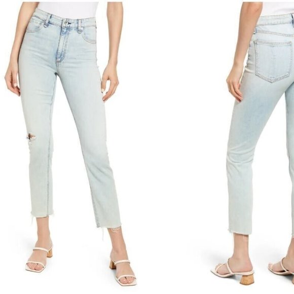 NEW! RAG & BONE Nina Ripped High Waist Ankle Cigarette Jeans size 24 Jadewholes